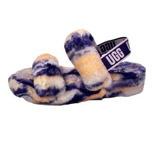 UGG Oh Yeah Marble Women's Purple Peach Tie Due Fleece Slingback Slippers Size 9